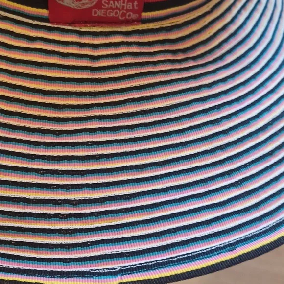 San Diego Hat Company Stylish Multi-Colored Striped Wide Brim Sun Hat - Picture 4 of 5